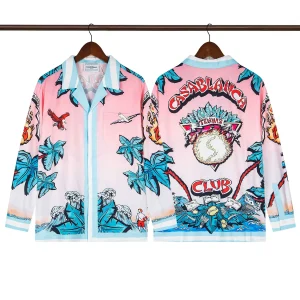 Casablanca Sunset Wave Long-Sleeve Silk Shirt