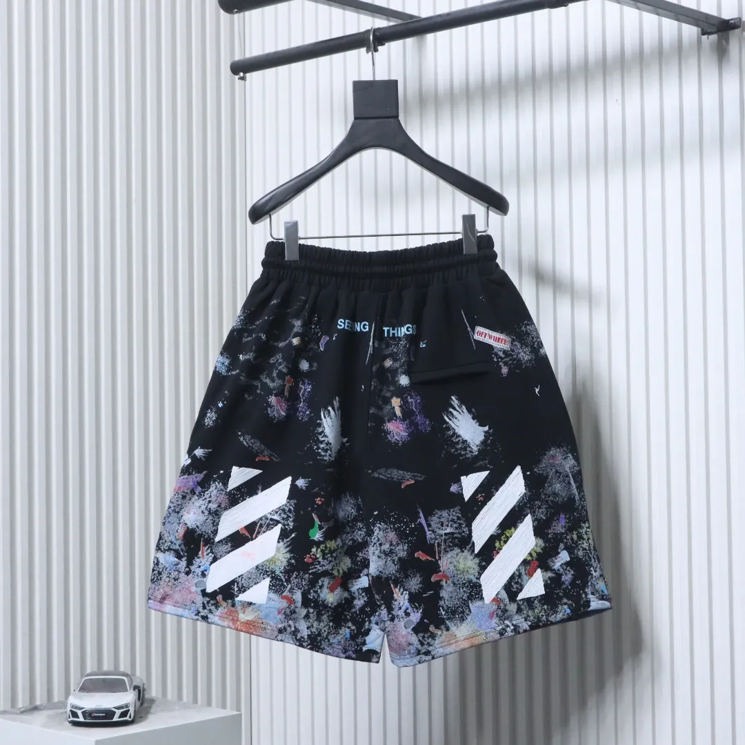 Back of Off-White Starry Sky Fireworks Splatter Shorts