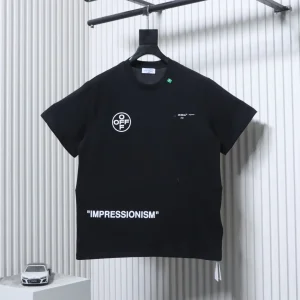 Off-White Style Impression Graphic Circle Logo Oversized Cotton T-Shirt