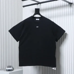 Off-White Style Minimal Logo Washed Black Oversized Cotton T-Shirt
