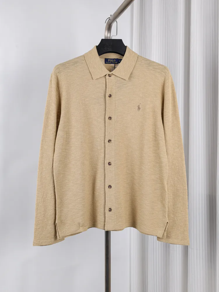 RL Linen Cotton Knit Button-Up Cardigan