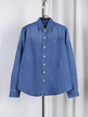 RL Pony Embroidered Denim Long Sleeve Shirt