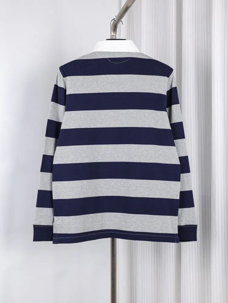 RL Pony Striped Cotton Long Sleeve Polo T-Shirt