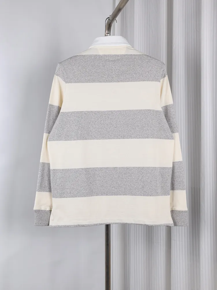 RL Pony Striped Cotton Long Sleeve Polo T-Shirt