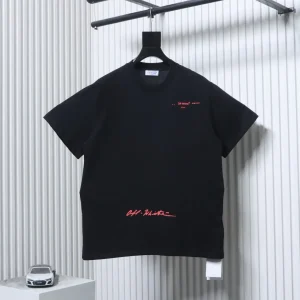 Off-White Red Script Graphic Washed Black Oversized Cotton T-Shirt