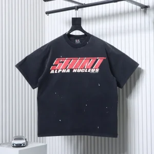 SAINT Racing Graphic Distressed Cotton T-Shirt
