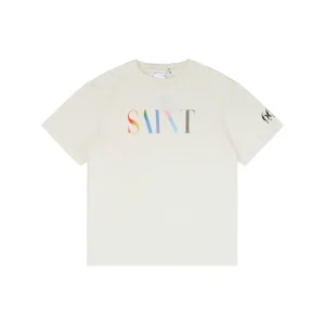 Saint Michael Rainbow Letter Vintage Wash Cotton T-Shirt