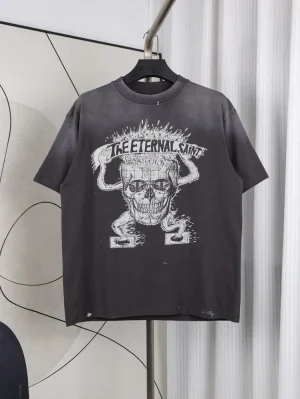 Saint Michael Skull Beetle Vintage Wash Cotton T-Shirt