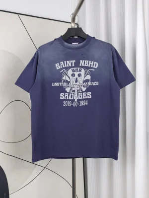 Saint Michael Skull Lightning Vintage Wash Cotton T-Shirt