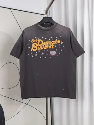 Saint Michael Star Slogan Vintage Wash Cotton T-Shirt
