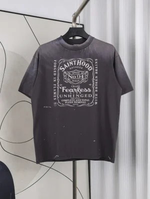Saint Michael Whiskey Skull Vintage Wash Cotton T-Shirt