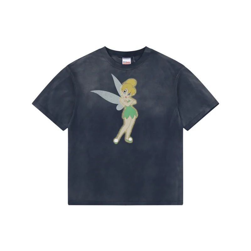 Saint Michael x Disney Tinkerbell Vintage Washed Graphic T-Shirt Blue Oversized Fit