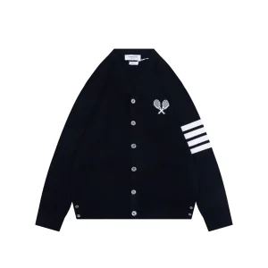 TB Tennis Racket Embroidered Knit Cardigan