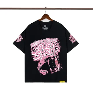 That’s A Awful Lot Of Cough Syrup Pink Splatter Cup Graphic T-Shirt Color Black