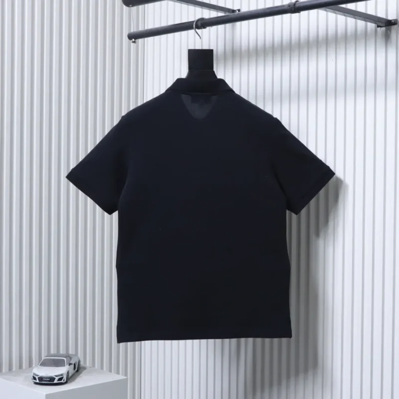 Back of AMI Classic Heart Embroidery Polo T-Shirt Color Black