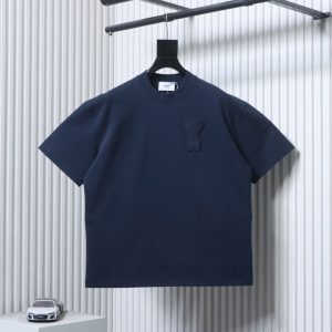 AMI Minimalist Style Short-Sleeve T-Shirt - Dark Blue Front
