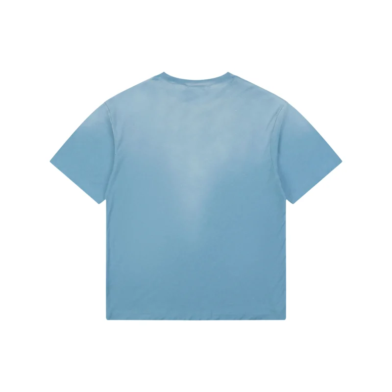Back of Acne 1996 Mottled Letter Print T-Shirt Color Blue