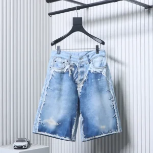 Acne Collection 3D Printed Patchwork Denim Shorts