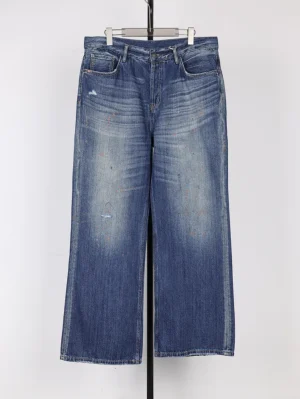 Acne Dark Splatter Paint Washed Jeans