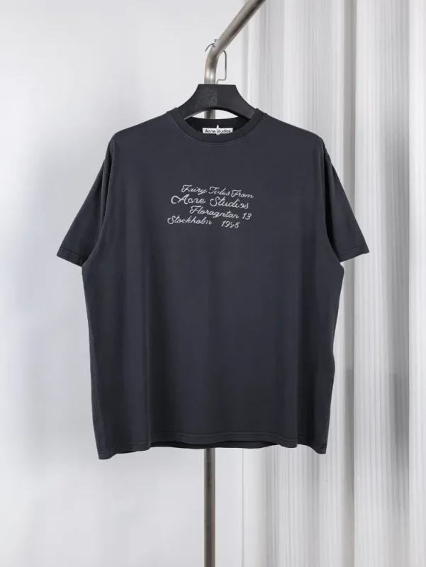 Acne Flocked Logo Distressed T-Shirt