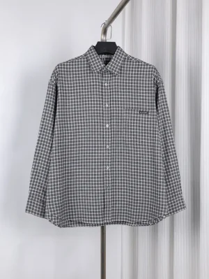 Acne Oversized Plaid Sirospun Cotton Shirt