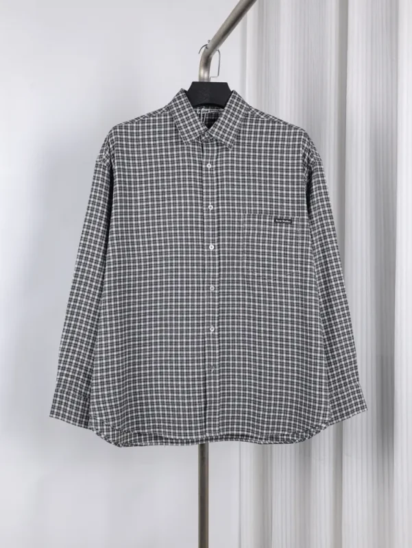 Acne Oversized Plaid Sirospun Cotton Shirt