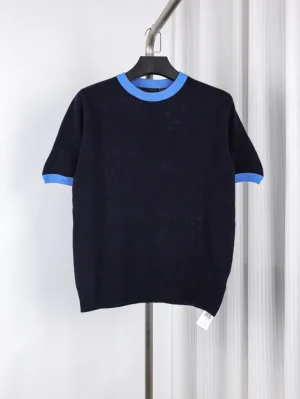 All-Wool Knit Short Sleeve T-Shirt Color Black