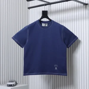 Ami 26SS Topstitched Heart Embroidery T-Shirt