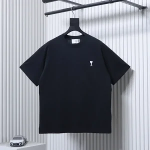 Ami Heart Silicone Letter T-Shirt Color Black