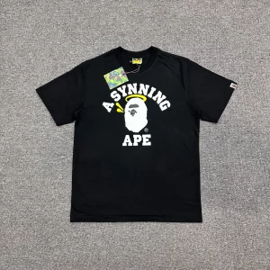 BAPE BLACK Letter Print Crew Neck T-Shirt Color Black