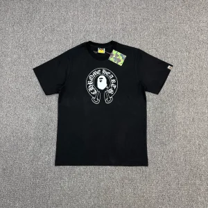 BAPE Cross Print Crew Neck T-Shirt Color Black