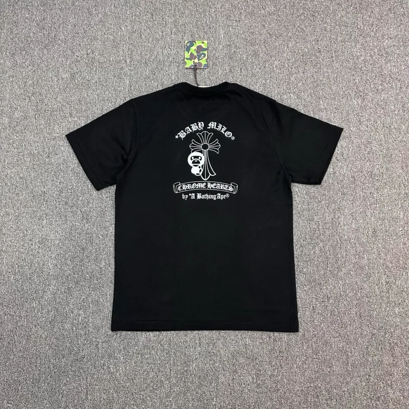 Back of BAPE Cross Print Crew Neck T-Shirt Color Black