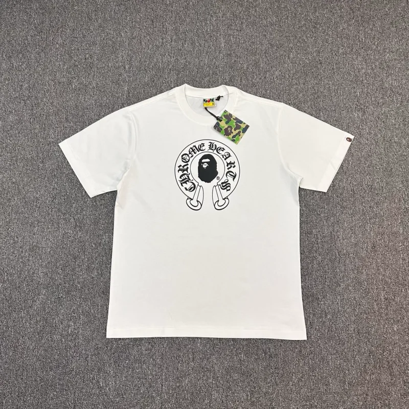 BAPE Cross Print Crew Neck T-Shirt Color White
