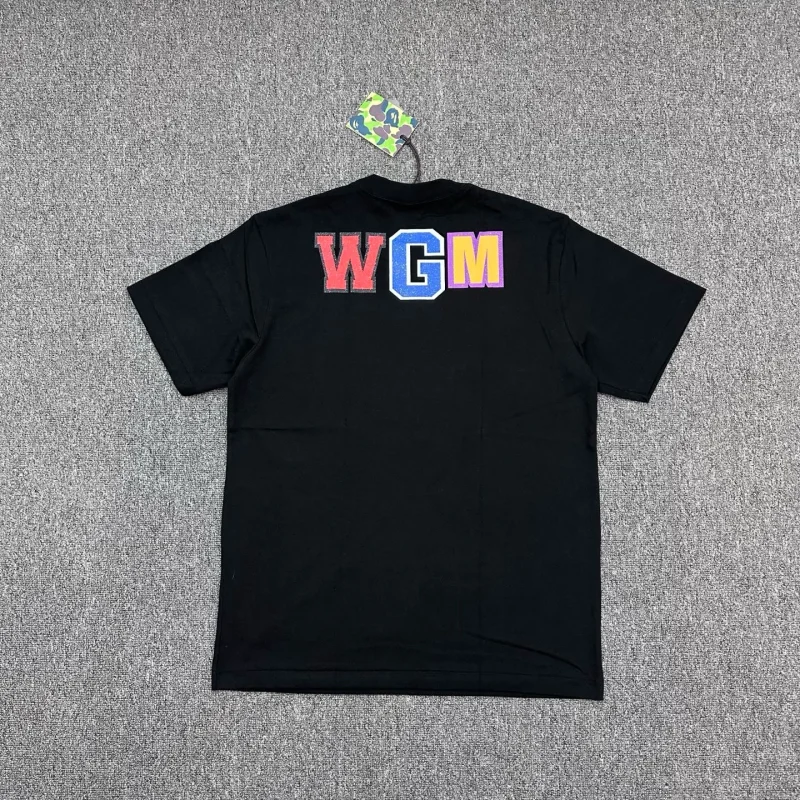 Back of BAPE SS26 WGM Shark Glitter Print T-Shirt