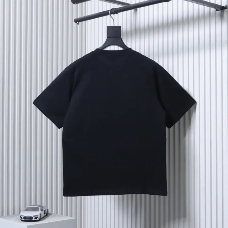 Back of BBR TB Check Square Embossed Cotton T-Shirt Color Black