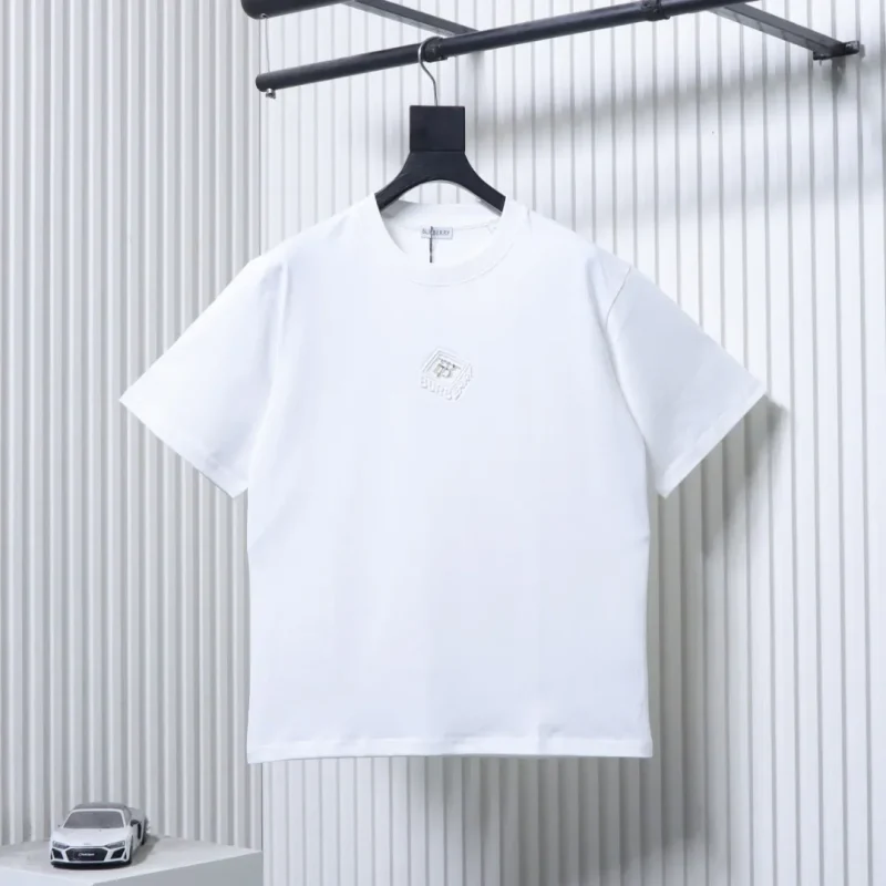 BBR TB Check Square Embossed Cotton T-Shirt Color White