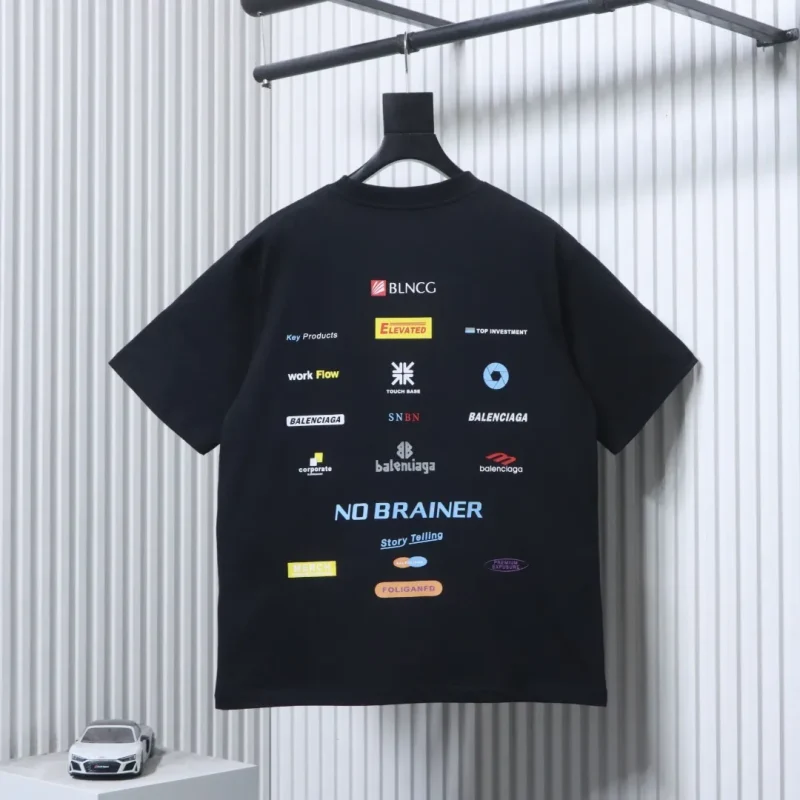Back of BLCG Back Logo Print Crew Neck Short Sleeve T-Shirt Color Black