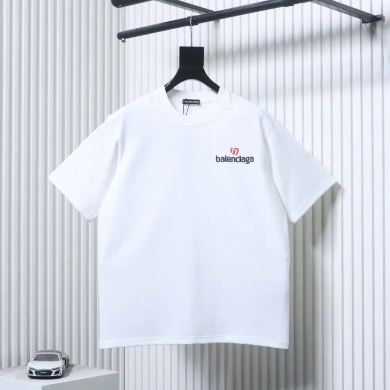 BLCG Back Logo Print Crew Neck Short Sleeve T-Shirt Color White