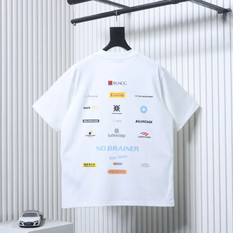 Back of BLCG Back Logo Print Crew Neck Short Sleeve T-Shirt Color White