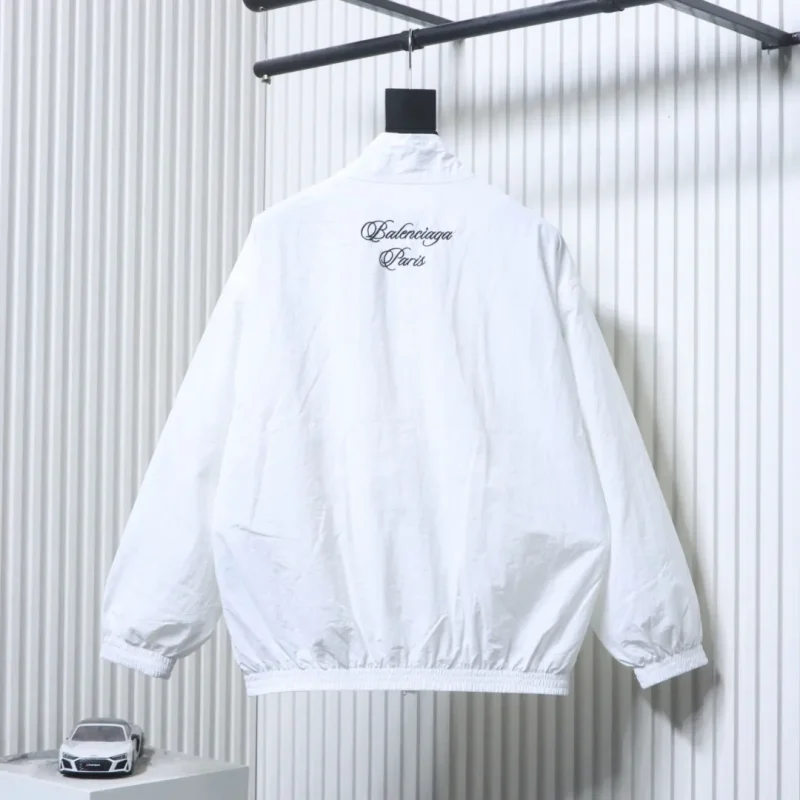 Back of BLCG Cursive Signature Embroidered Tracksuit Jacket Color White