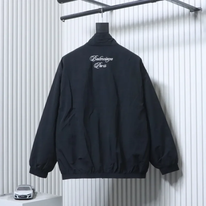 Back of BLCG Cursive Signature Embroidered Tracksuit Jacket Color Black