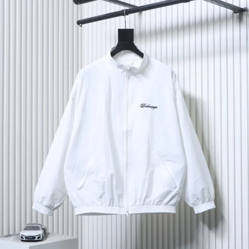BLCG Cursive Signature Embroidered Tracksuit Jacket Color White