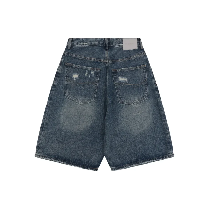 Back of BLCG Grey Label Deconstructed Denim Shorts