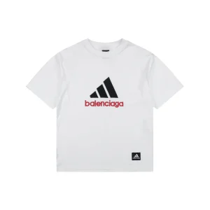 BLCG x Adidas Collaboration Reversible Three-Stripe Paris Logo T-Shirt Color White