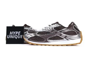 Bottega Veneta Orbit Sneaker Fondant Silver displayed with Hypeunique authentication card