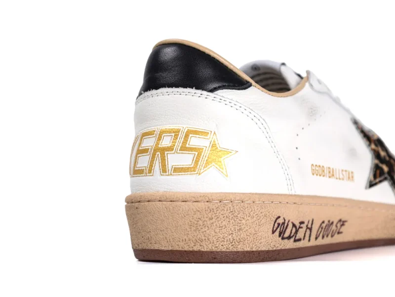 Close-up of the heel of a Golden Goose Ball Star sneaker