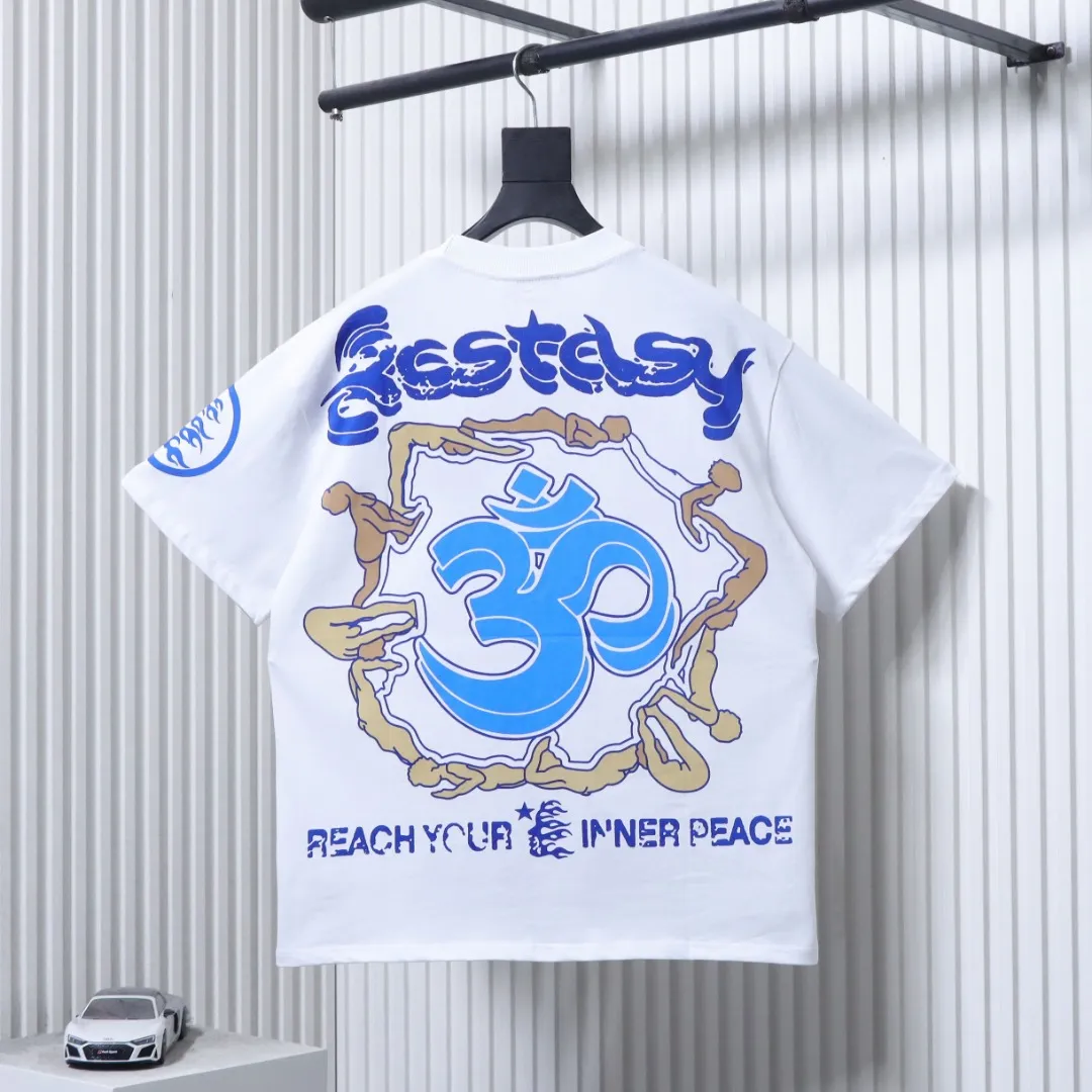 Back of Hellstar Yoga Graphic T-Shirt Color White