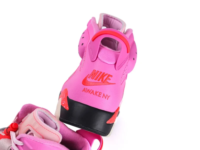 Jordan 6 Awake NY Playful Pink High-Top Sneakers Rear Heel View