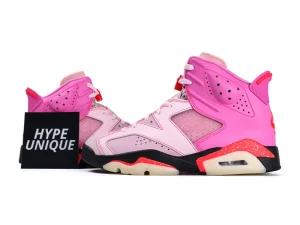 Jordan 6 Awake NY Playful Pink High-Top Sneakers Side Profile with Hypeunique Card
