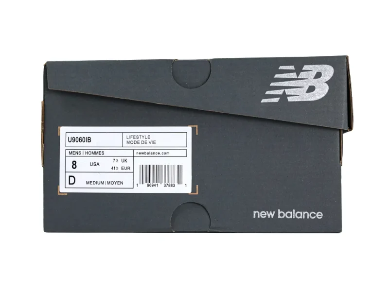New Balance 9060 Arctic Grey shoe box packaging